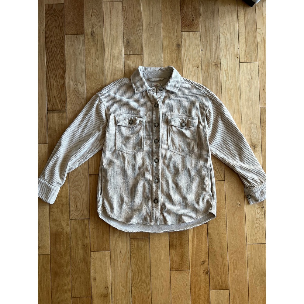 Faherty Spruce Peak Corduroy Shirt Jacket Tan Cotton Button Up Womens Size Small